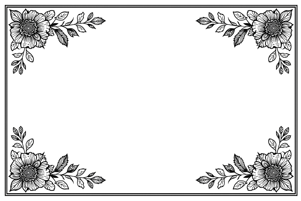 Flower Silhouette Frame Bundle, an Illustration by Creativeshirt (Photo 7 of 9)