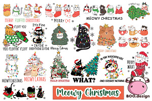 Funny Christmas Cat Design Bundle