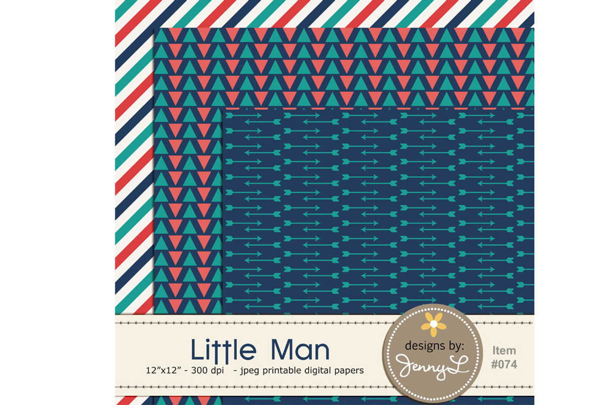 Little Man Mustache Digital Papers, a Pattern Graphic by JennyL Designs (Photo 3 of 3)