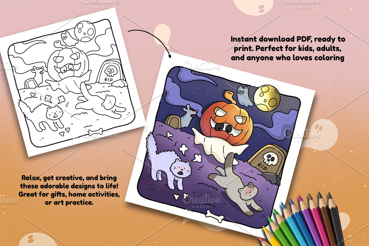 Spooky Cute Halloween Coloring Pages, an Education Illustration by Bold & Easy Coloring Book (Photo 4 of 4)