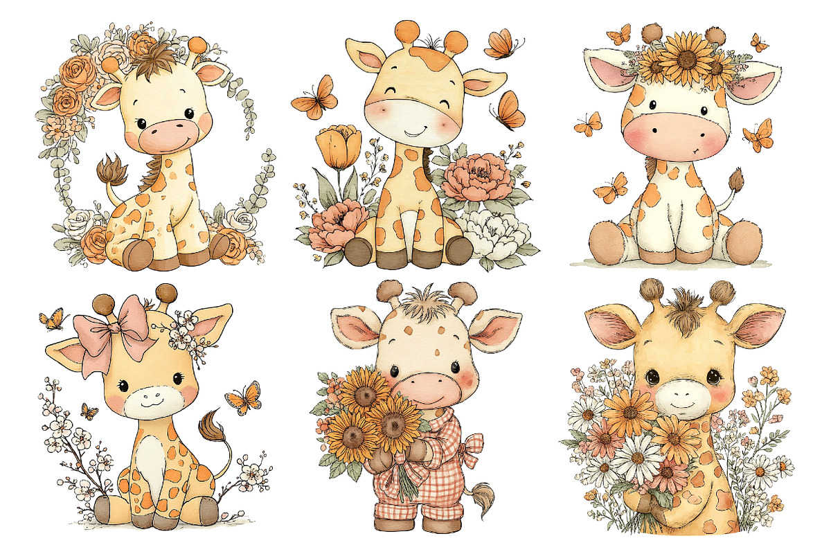 Cute Baby Giraffe Clipart, an Animal Illustration by Creative Art (Photo 4 of 7)