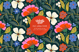 Folk Bloom Garden Pattern, a Pattern Graphic by Bloomart Studio