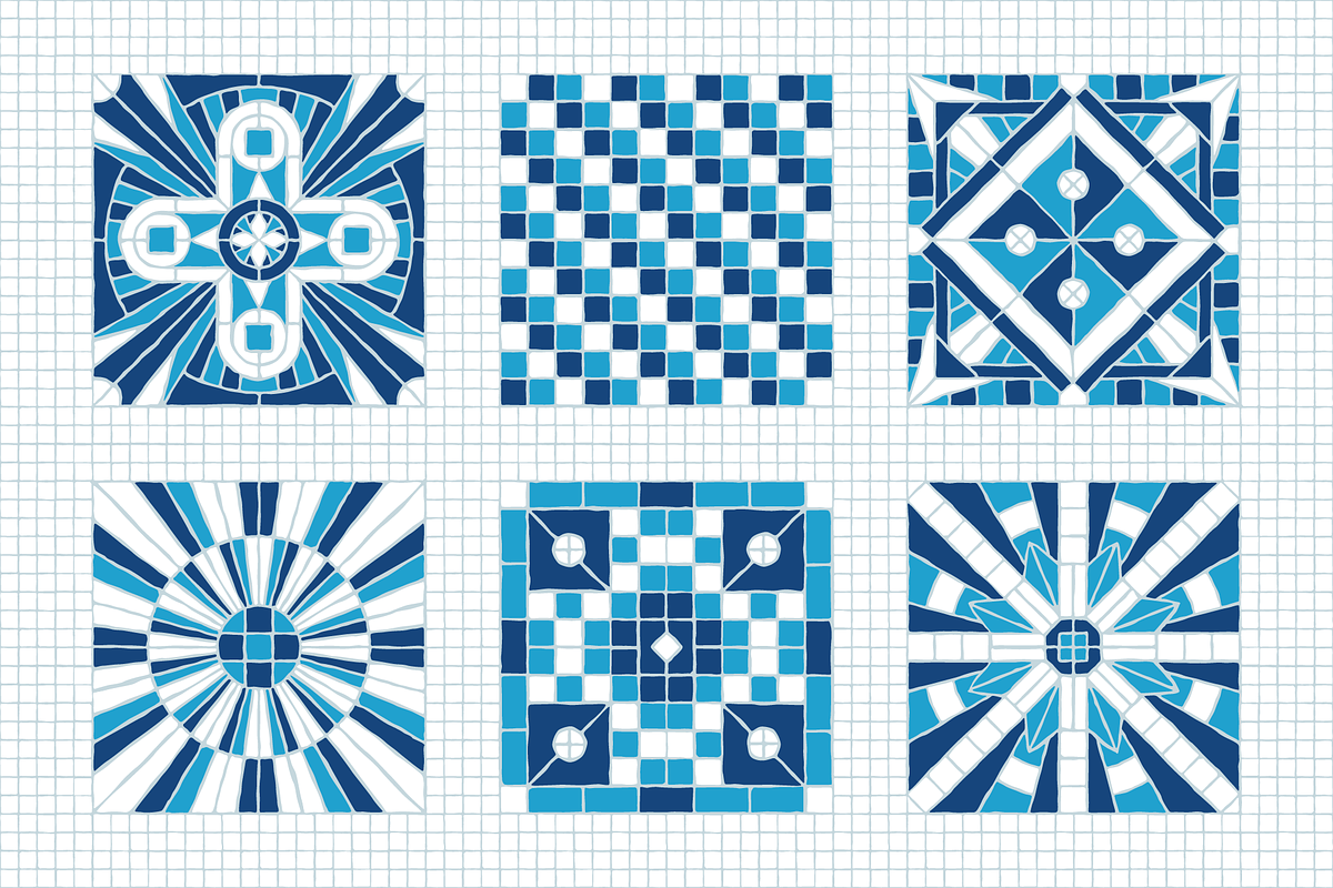 30x3 VINTAGE MOSAIC PATTERNS (BLUE), a Pattern Graphic by 2DFUNS (Photo 6 of 7)