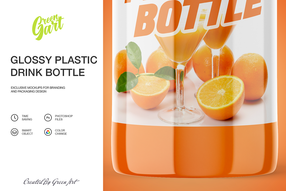 Glossy Plastic Drink Bottle Mockup, a Product Mockup by Green Art (Photo 4 of 5)