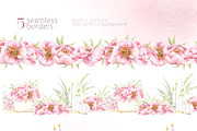 Pink Peonies Watercolor Women Beauty, a Decorative Illustration by Elena Malgina Clipart (Thumbnail 9 of 13)