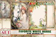 Favorite white horse junk journal, an Animal Illustration by CraftArtStory (Thumbnail 1 of 4)