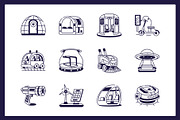 Future City Drawing Art, an Outline Icon by Vectors Market (Thumbnail 5 of 9)