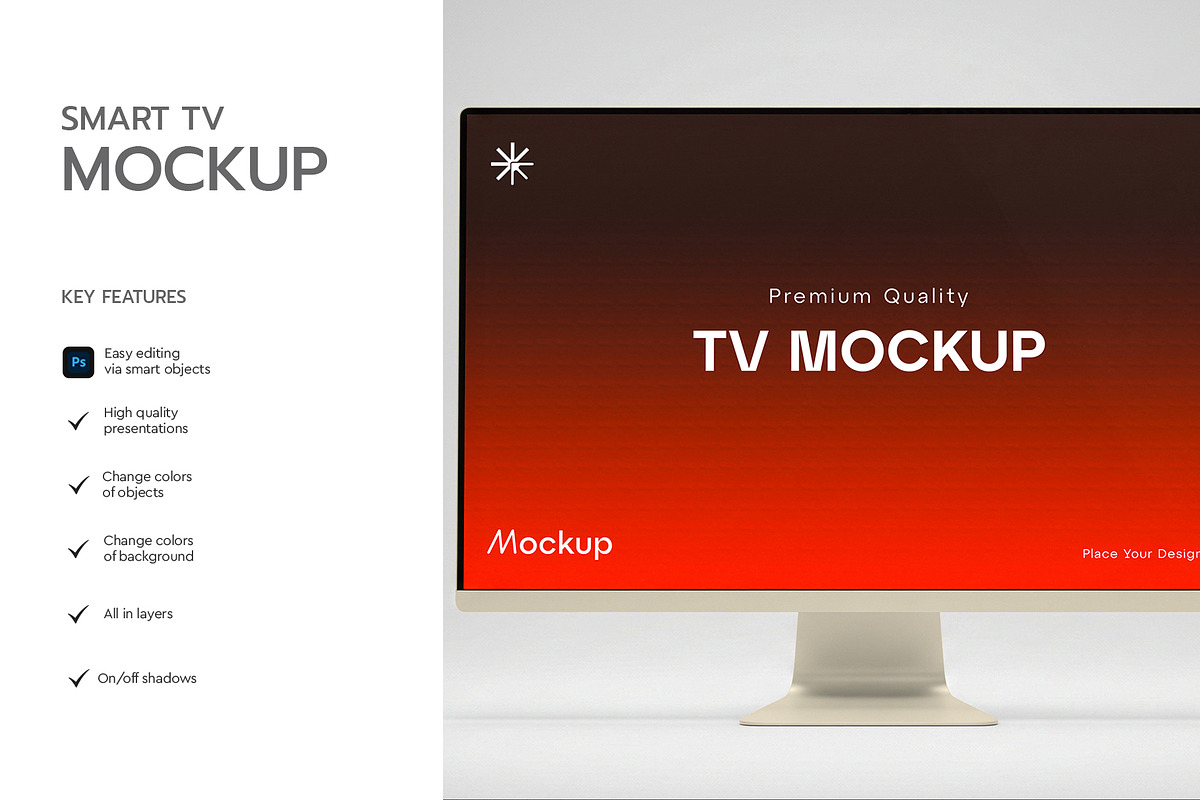 Smart TV Screen PSD Mockup, a Product Mockup by graphypix (Photo 3 of 4)