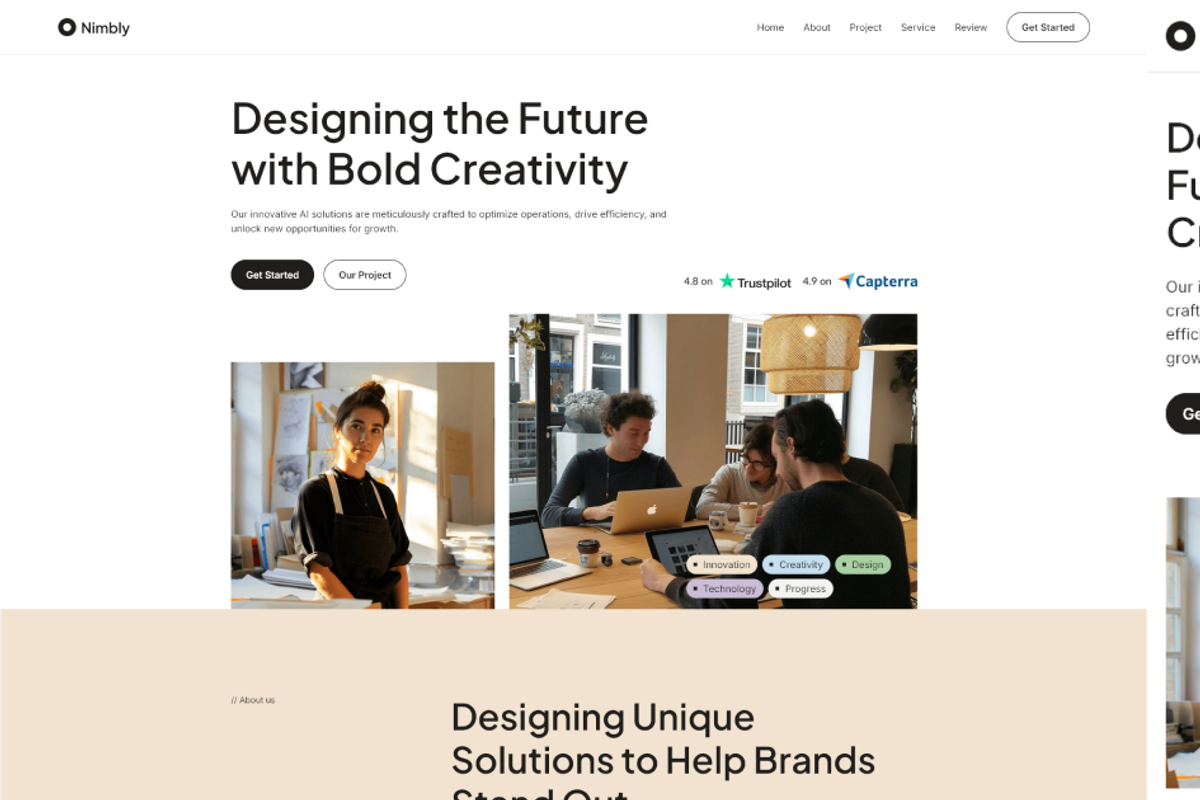 Nimbly Agency Framer Template, a Landing Page Template by Flow Samurai Templates (Photo 1 of 5)