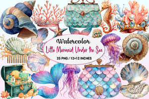 Little Mermaid Under the Sea Clipart, a Graphic by CitraGraphics
