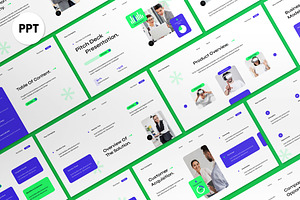 White Green Modern Pitch Deck PPT, a Presentation Template by graphicook