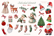 Cute watercolor Christmas collection, a Seasonal Illustration by Peviotadesign (Thumbnail 2 of 13)