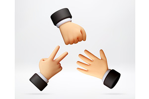 Rock paper scissors hand gestures in, an Object Illustration by Abscent