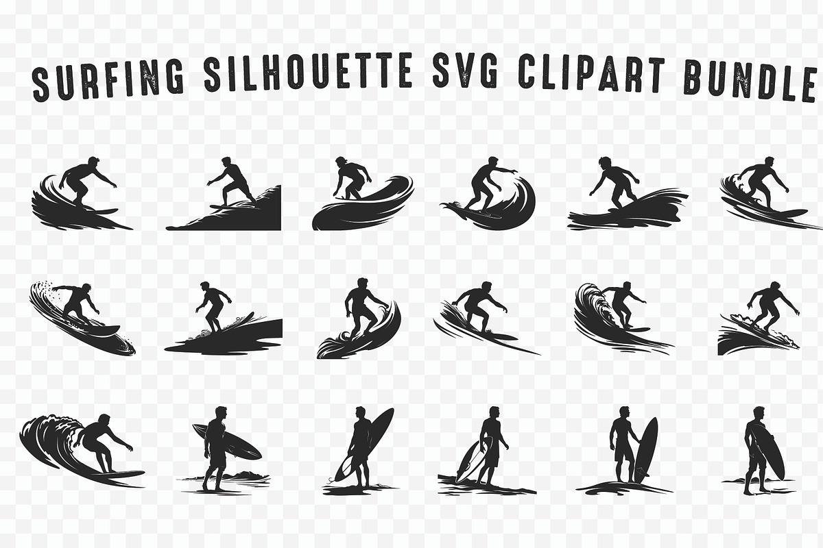 Surfing With Surfboards SVG Bundle, a Person Illustration by Gfx Expert Team (Photo 2 of 3)