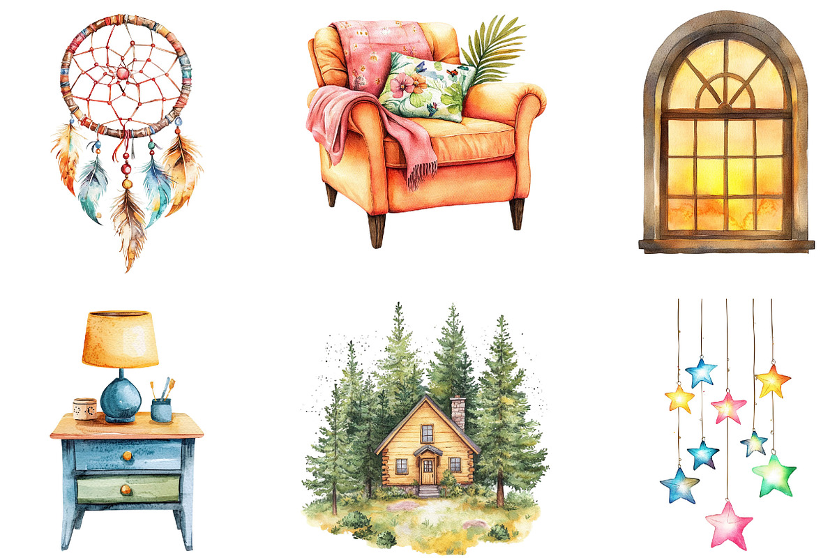 Watercolor Pajama Time Clipart, an Illustration by Designking (Photo 4 of 5)