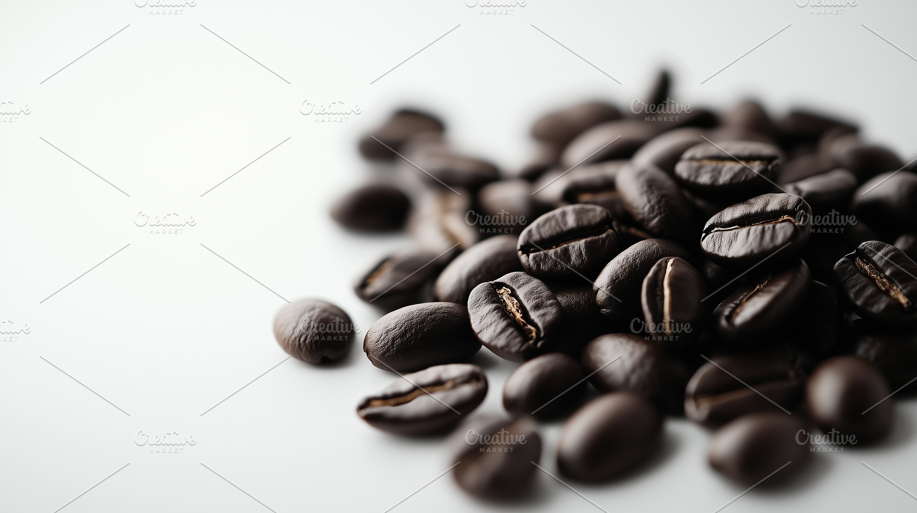 Dark roasted coffee beans arranged, a Food & Drink Photo by MistyDay