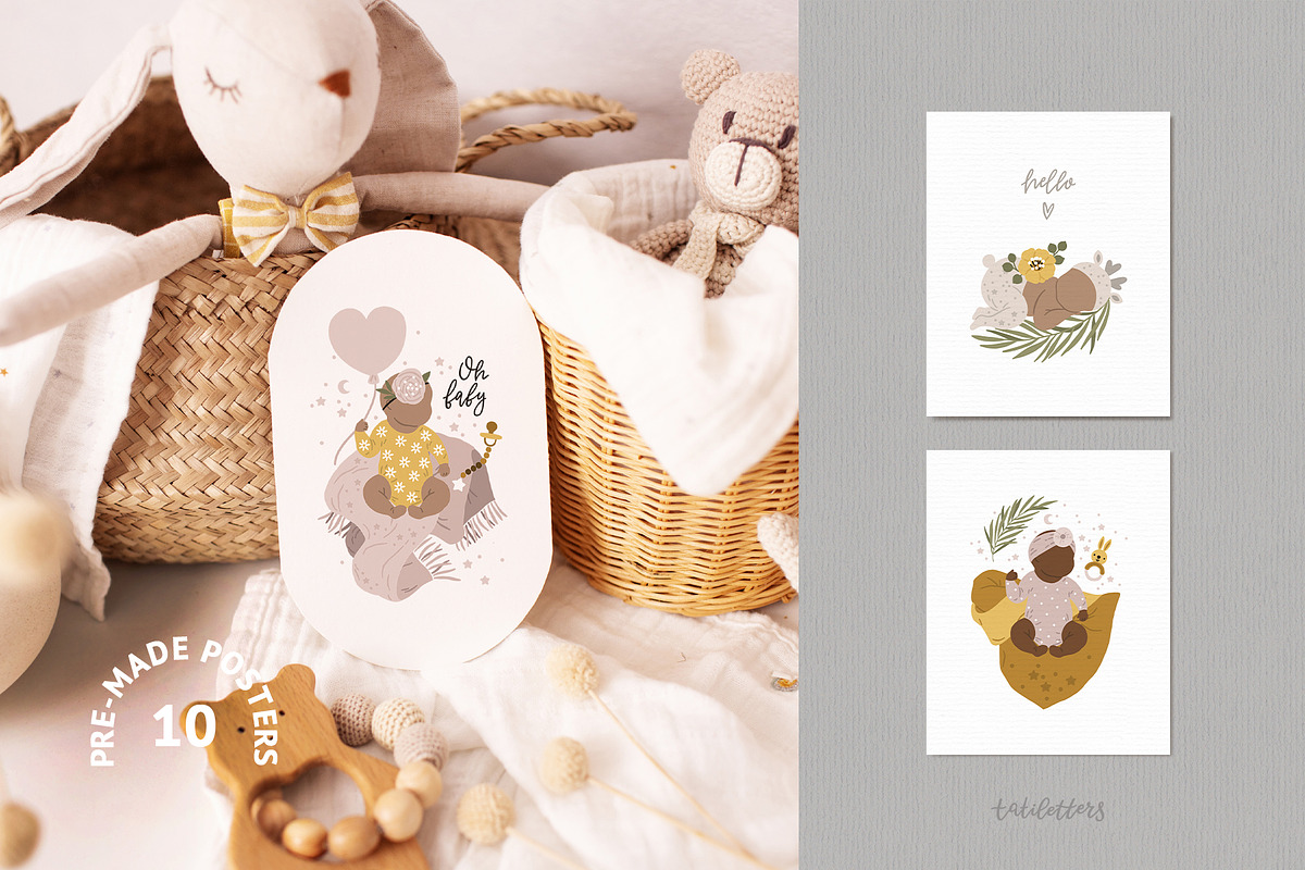 Newborn baby Illustrations & Pattern, an Animal Illustration by tatiletters (Photo 7 of 14)