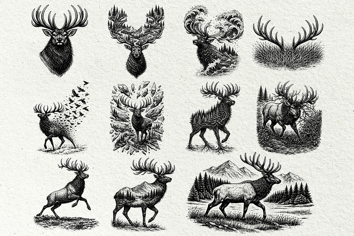 Elk Scenes SVG Graphics, an Animal Illustration by DENIDigitalArtSudio (Photo 3 of 6)