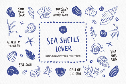 Sea Shells Whimsical Collection, an Object Graphic by Alena Koval