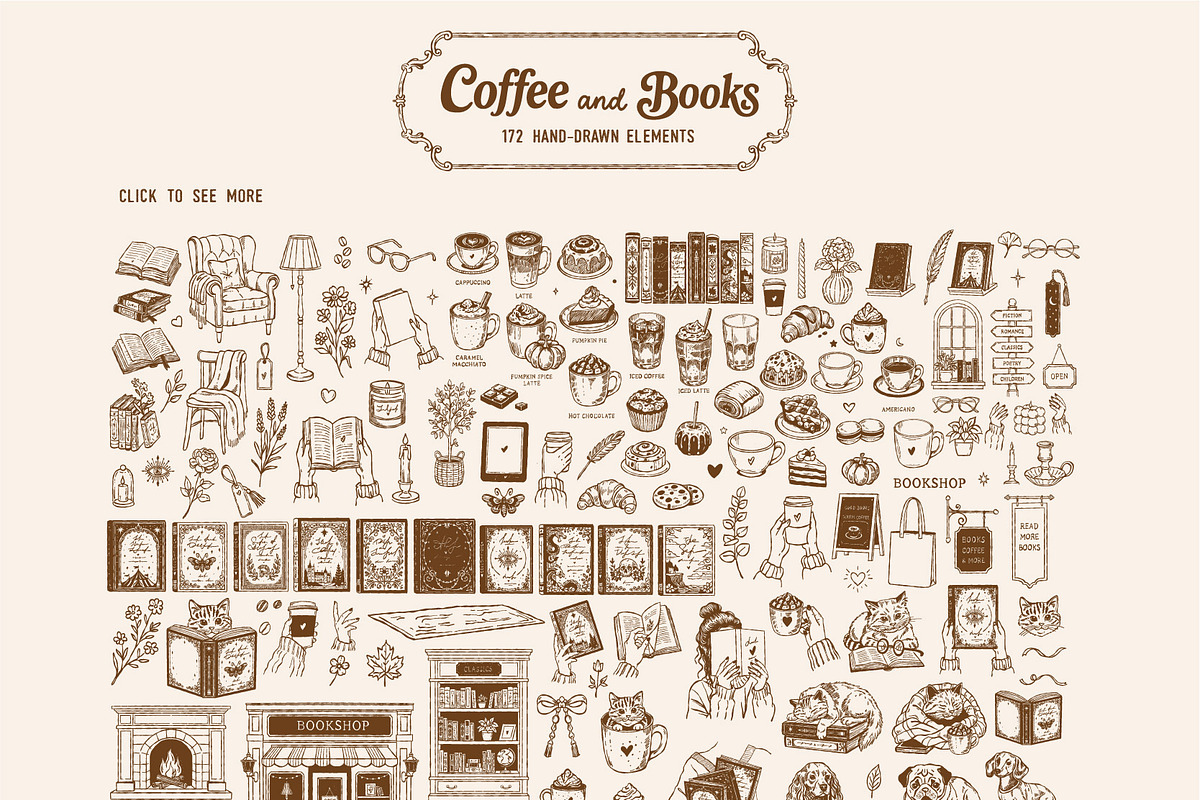 Coffee & Books Bookish Vector Set, an Object Graphic by VerAna (Photo 2 of 23)