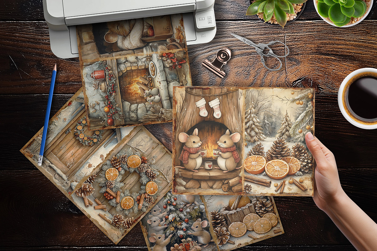Cozy Christmas Mice Junk Journal, a Stationery Template by V Design Creator (Photo 3 of 8)