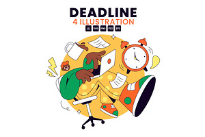 4 Deadline Vector Illustration