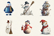 Christmas Snowman Clipart, an Illustration by DreamCafeArt (Thumbnail 3 of 6)