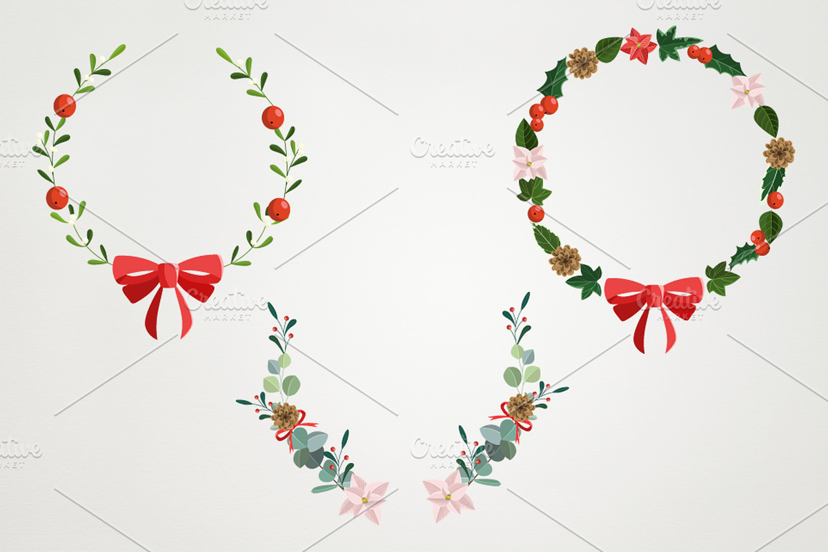 Christmas Vector Floral Clipart ., a Background Graphic by NinaBrai (Photo 4 of 8)
