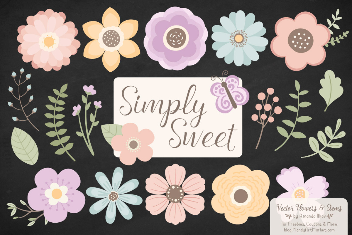 Pastel Flower Clipart & Vectors, an Illustration by Amanda Ilkov (Photo 2 of 4)
