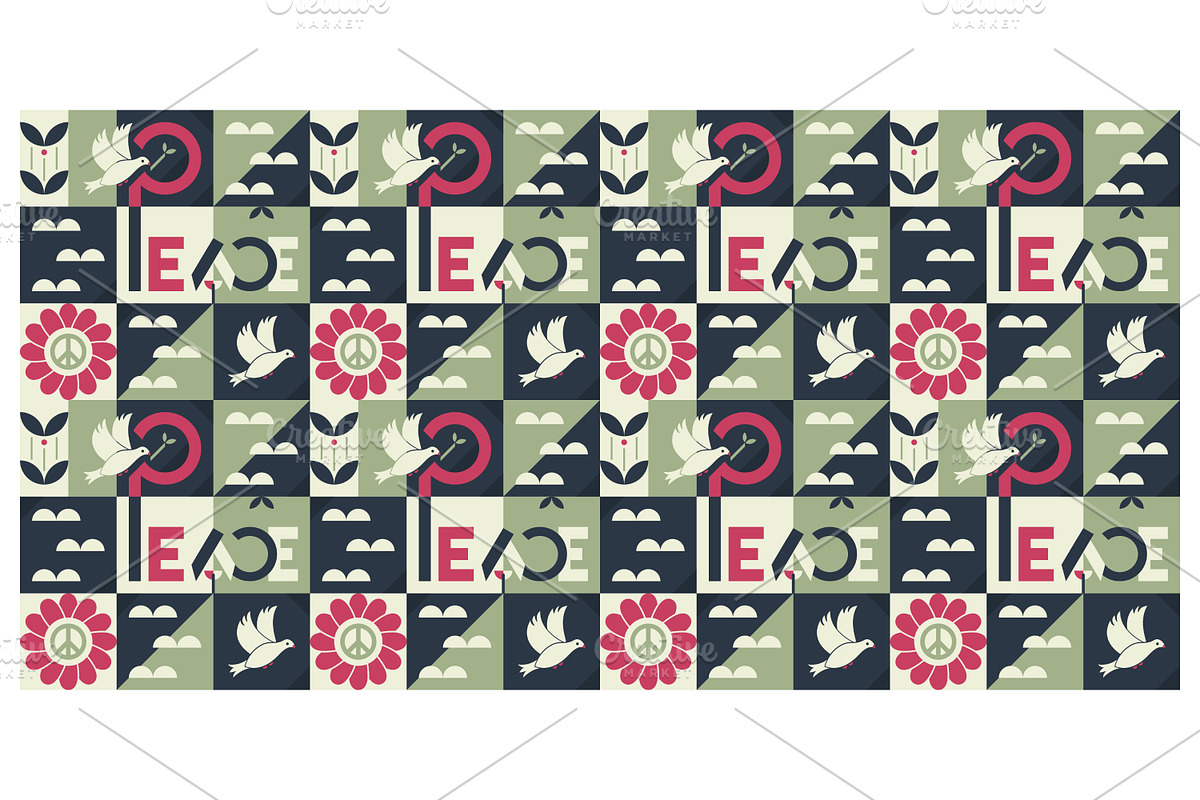 Peace Dove Floral Motif, a Decorative Illustration by Creative Backgrounds