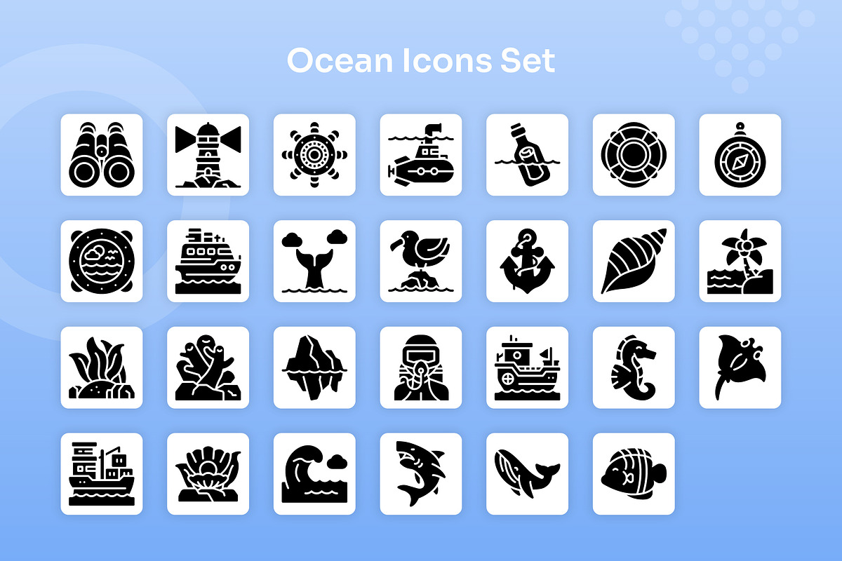 Ocean Icons Set - Glyph, a Solid Icon by Kmg Design (Photo 2 of 2)