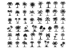 Palms trees icons. Beach palm tree, an Object Illustration by Valerie Bodnar