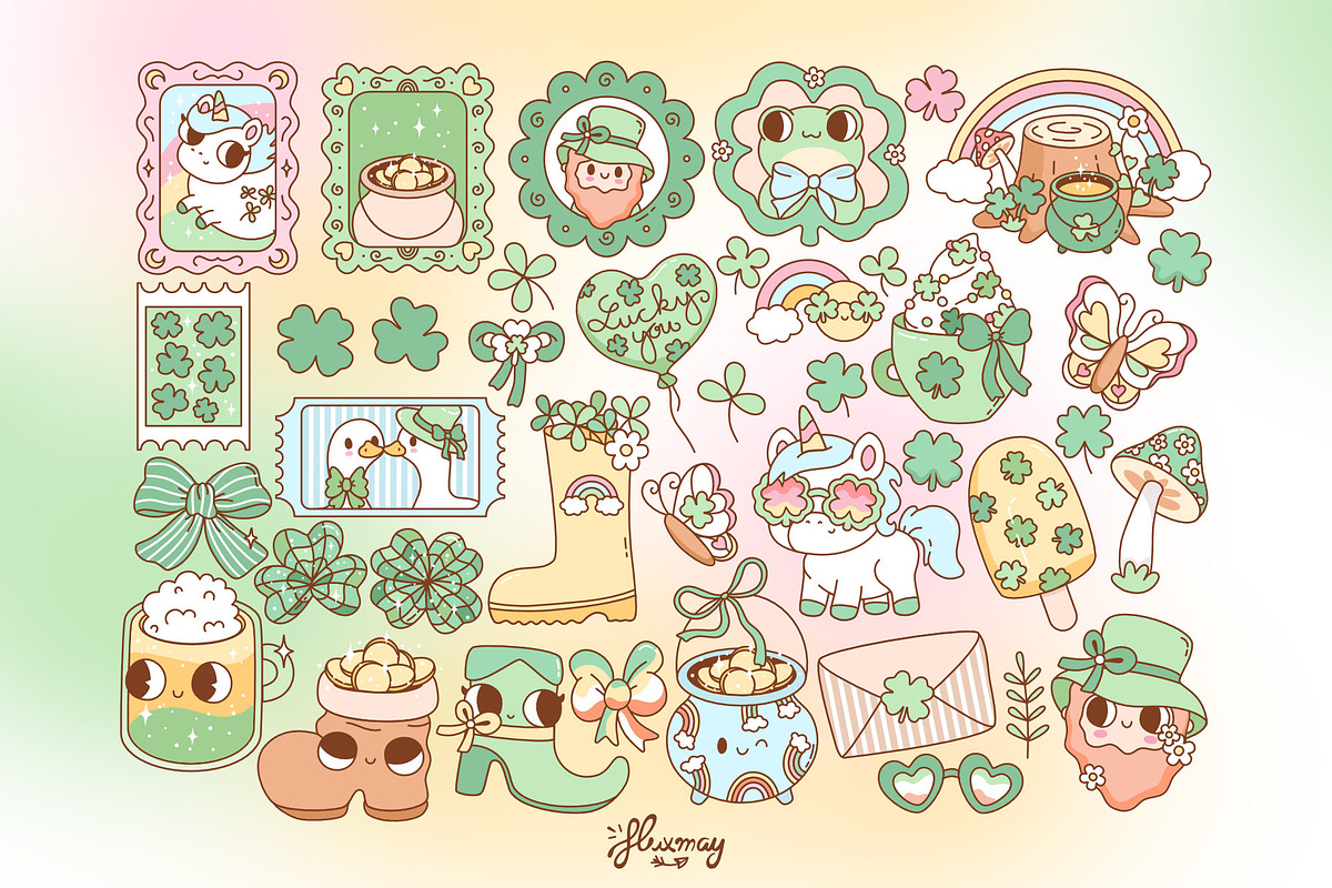 Cute St. Patricks Day Clipart Bundle, a Seasonal Illustration by Huxmay (Photo 5 of 7)