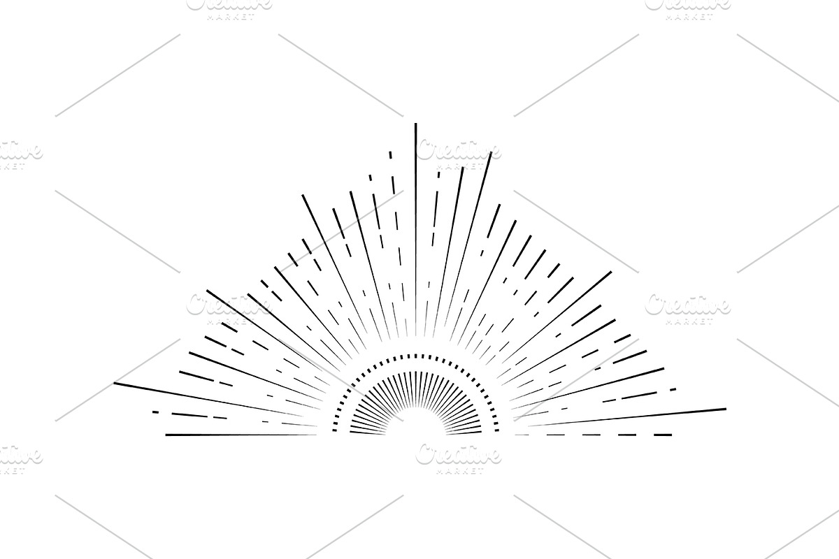 Retro Sunburst Signs Thin Line Icon, an Outline Icon by Bigmouse_art (Photo 3 of 14)