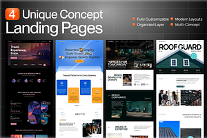 4 Unique Landing Pages Concept, an UI Kit Template by MUIs