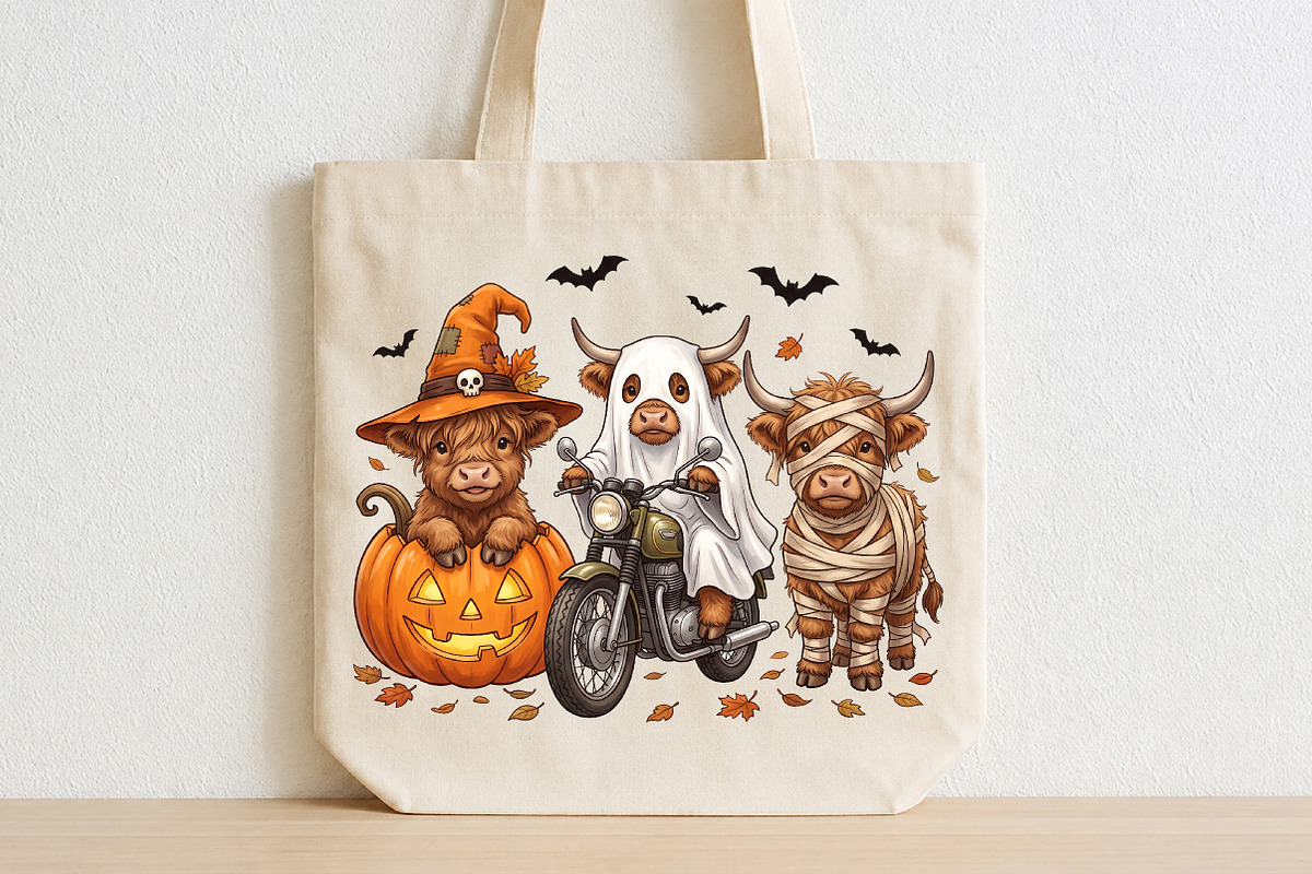 Halloween Highland Cow PNG, a Seasonal Illustration by CraftArtStudio (Photo 2 of 4)
