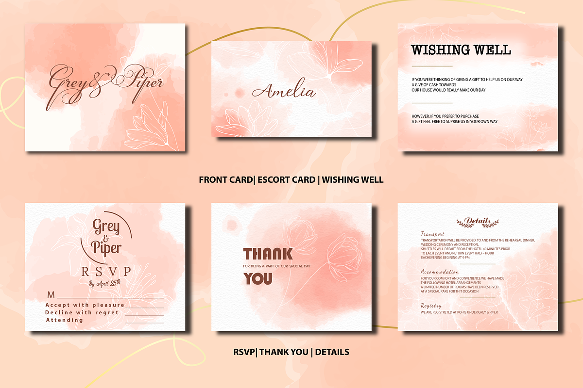 Pastel wedding stationery template, an Invitation Template by Motivation Art (Photo 5 of 5)