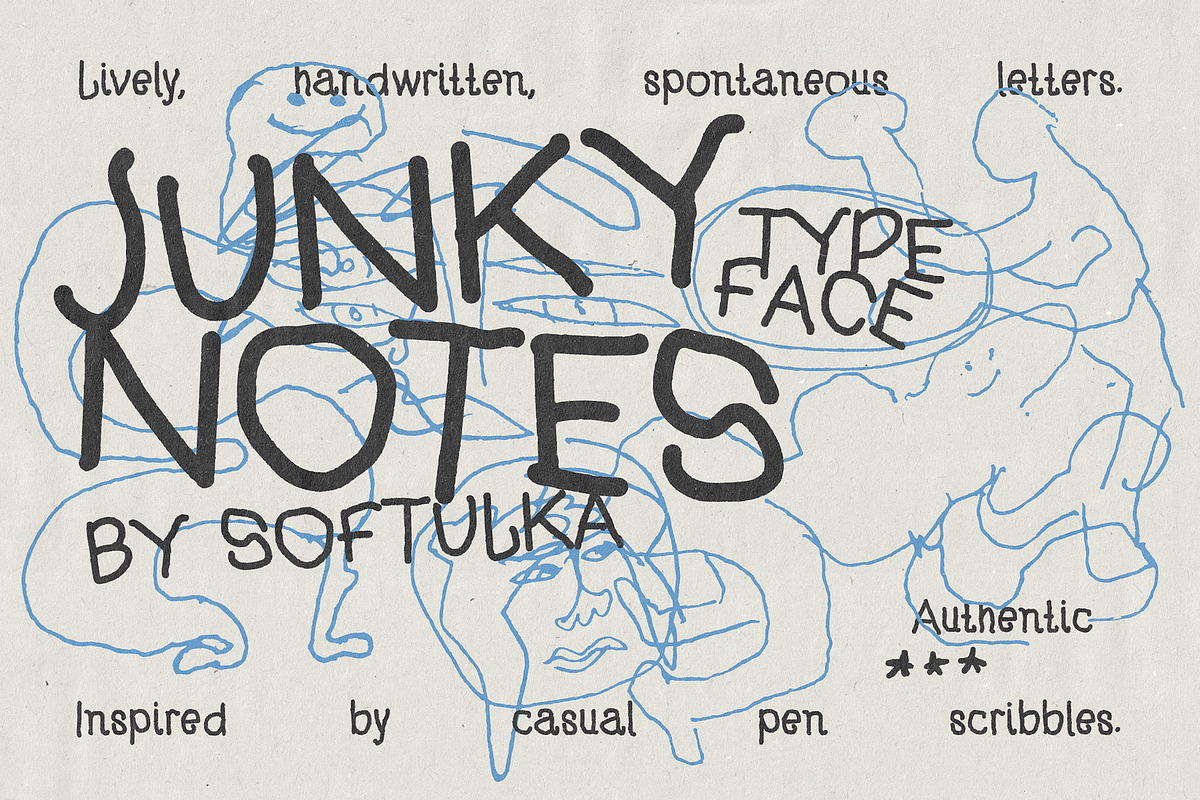 Junky Notes Typeface, a Handwritten Font by softulka (Photo 1 of 6)