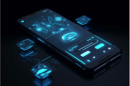 Mobile app concept futuristic, a Technology Photo by Ylivdesign
