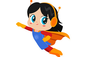 Cute Super Hero Kid Girl, an Illustration by HitToon