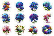Watercolor Hydrangea Clipart,Spring, an Illustration by Dream Creation (Thumbnail 2 of 4)