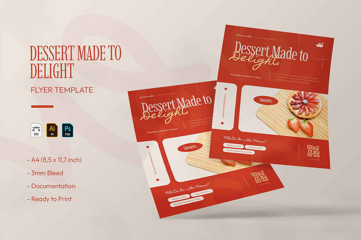 Dessert Made to Delight - Flyer, a Flyer Template by VUNIRA (Photo 1 of 3)
