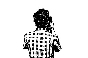 Slim man taking photo with mobile phone isolated graphic, a Person Illustration by DanFLCreativo