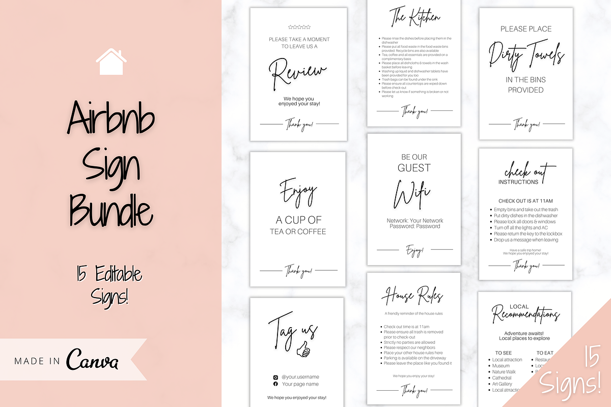 Airbnb Sign & Poster Template Bundle, a Brochure Template by Templatables (Photo 1 of 10)