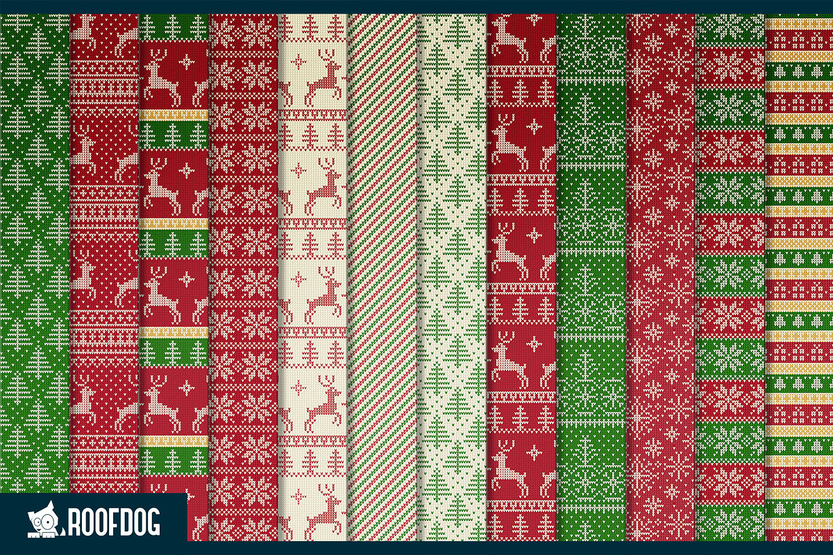Ugly red and green Christmas sweater, a Pattern Graphic by Roofdog Design