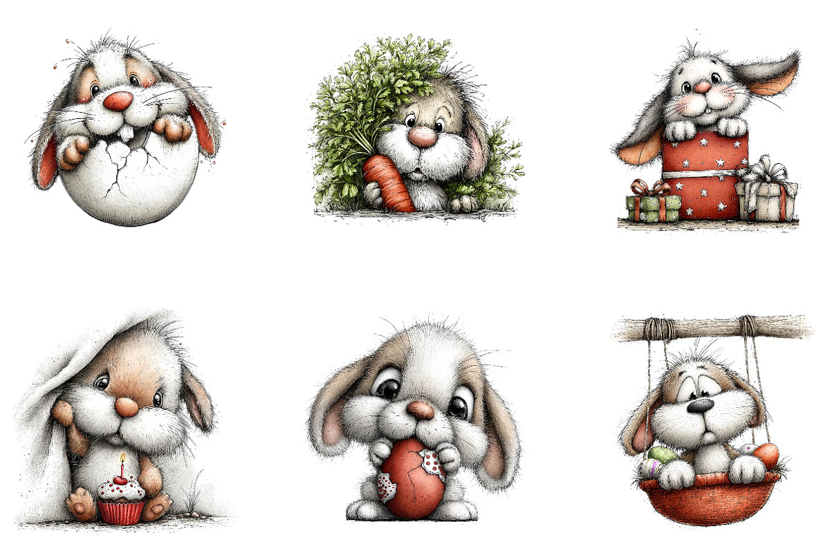 Funny easter bunny peeking clipart, an Illustration by CreationArt (Photo 6 of 7)