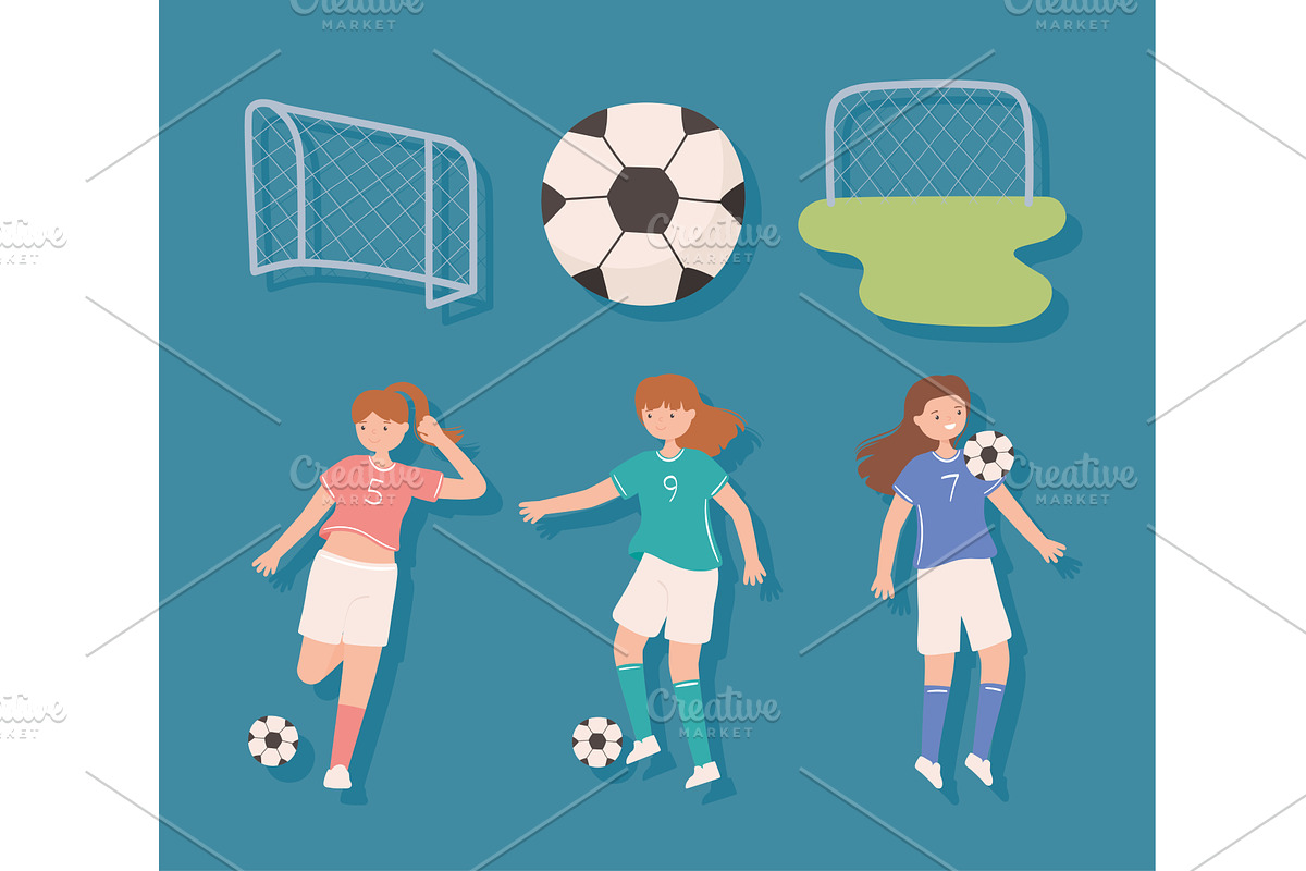 soccer female icons, a Person Illustration by studiogstock