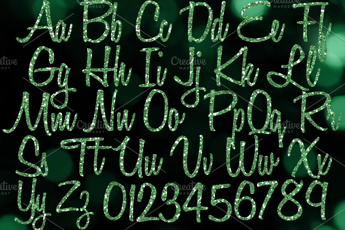 Green Glitter Alphabet Clip Art, an Object Graphic by Paper Element (Photo 2 of 5)
