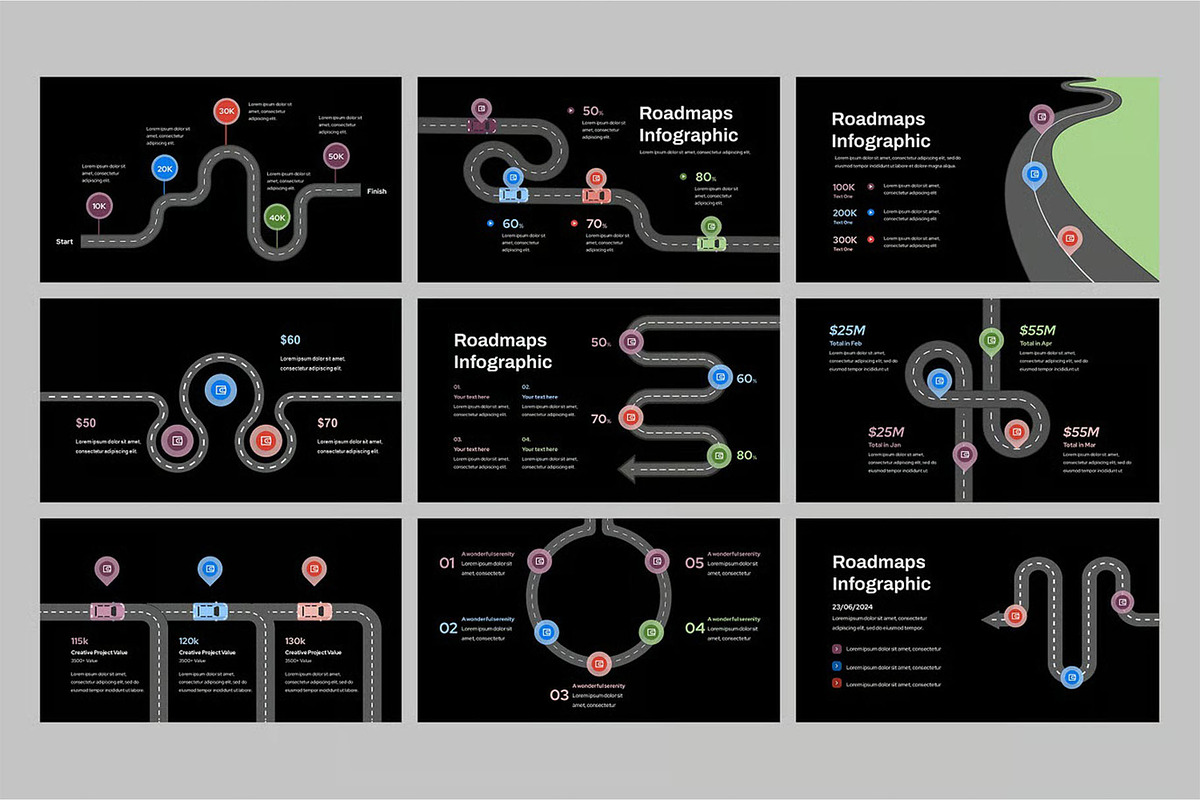 Roadmaps Infographic GSlides, PPoint, a Presentation Template by Fit-tee (Photo 2 of 4)