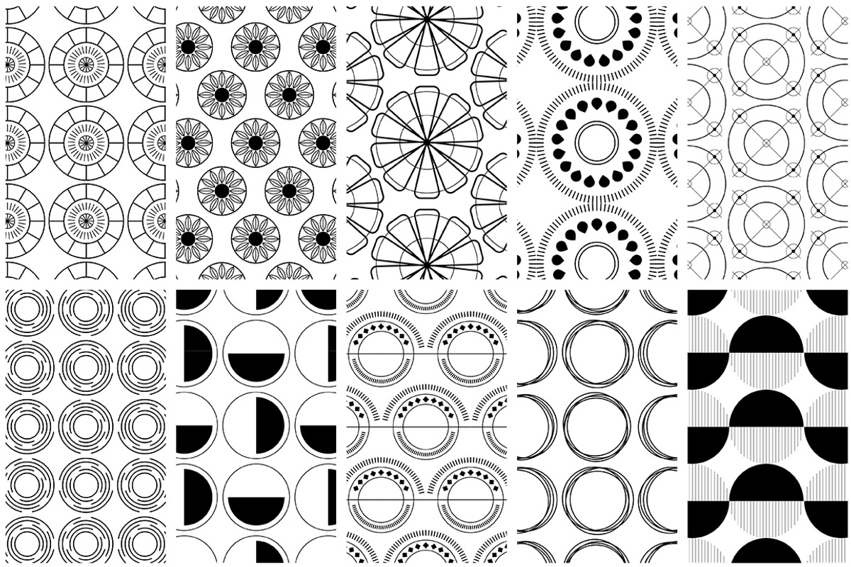 Circular Patterns Set, a Pattern Graphic by Youandigraphics